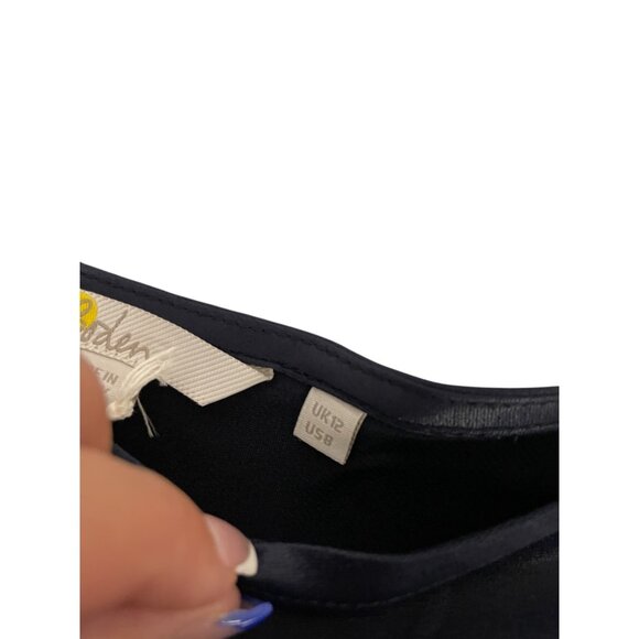 Boden Womens Flowy Skirt UK 12 US 8 Navy Blue Satin Midi Length R0231 NWT - Picture 5 of 15